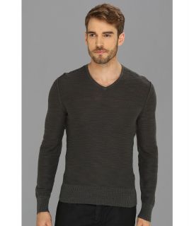 John Varvatos Star U.S.A. Cotton Linen V Neck L/S Sweater Mens Sweater (Gray)