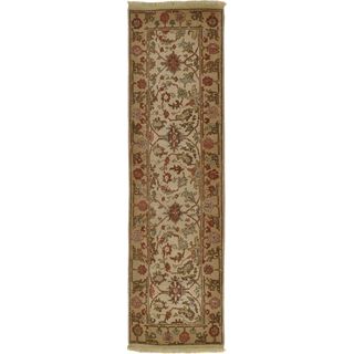 Hand knotted Agra Wool Runner Rug (26 X 8)