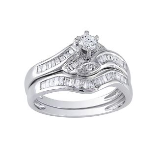 1/2 CT. T.W. Diamond Curvy Bridal Ring Set, White, Womens