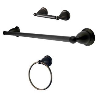Traditional Solid Brass Oil Rubbed Bronze 3 piece Towel Bar Bath Accessory Set