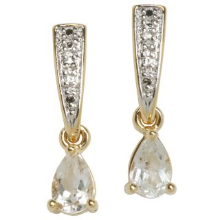 Bridge Jewelry Diamond Accent & White Topaz Drop Earrings, Gold