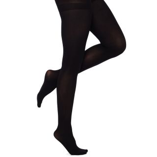 Solid Control Top Opaque Tights, Black, Womens