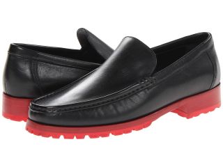 a. testoni Calf Loafer with Lug Sole Mens Slip on Shoes (Black)