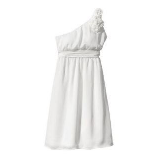 TEVOLIO Womens Plus Size Satin One Shoulder Rosette Dress   Off White   18W