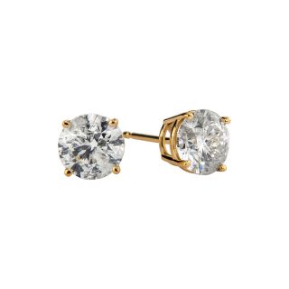 2 CT. T.W. Round Diamond 14K Yellow Gold Stud Earrings, Womens
