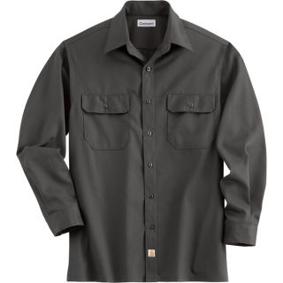 Carhartt Long Sleeve Twill Work Shirt   Dark Gray, Small, Regular Style, Model