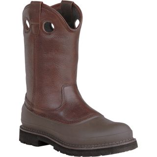 Georgia 11 Inch Muddog Pull On Steel Toe Comfort Core Work Boot   Brown, Size 7,