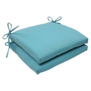 Outdoor 2 Piece Square Seat Cushion Set   Turquoise Forsyth Solid