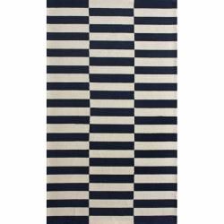Nuloom Handmade Stripes Navy Wool Rug (6 X 9)