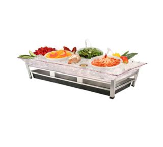Cal Mil Large Ice Display Pedestal   Ice Pan, Water Containment, Drain, 48x24x10, Black
