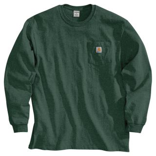 Carhartt Workwear Long Sleeve Pocket T Shirt   Hunter Green, 3XL, Big Style,