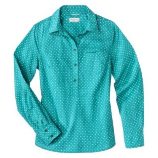 Merona Womens Popover Favorite Shirt   Turquoise Print   L
