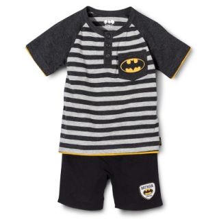 Batman Infant Toddler Boys Short Sleeve Henley Tee and Boy Short Set   Grey 5T