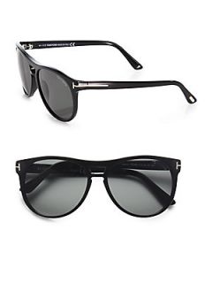 Tom Ford Eyewear Callum Acetate Oval Sunglasses/Black   Black