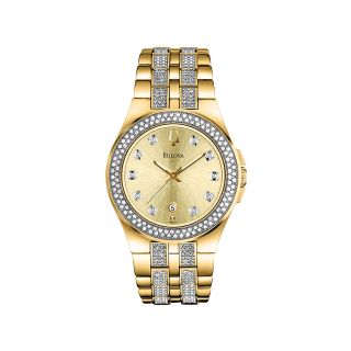 Bulova Womens Gold Tone Crystal Accent Bracelet Watch