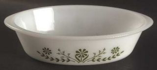 Jeannette Jeg15 Oval Baker   Glasbake,White/Green Flowers