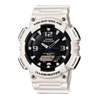 Casio Analog Digital Solar Sports Watch, White, Mens