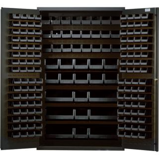 Quantum Storage Cabinet With 171 Bins   48 Inch x 24 Inch x 78 Inch Size, Black