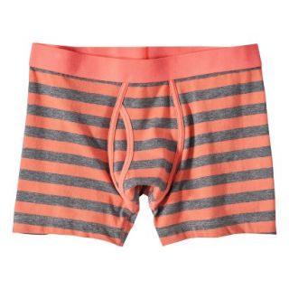 Mossimo Supply Co. Mens 1pk Boxer Briefs   Grey/Coral Orange Rugby Stripes XL