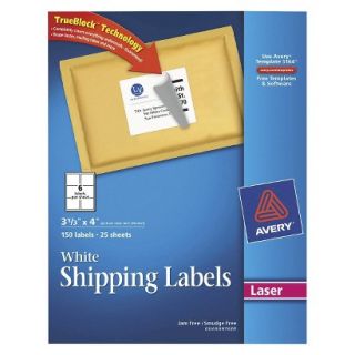 Avery 3 1/3 x 4 Trueblock Technology Shipping Labels   White (150 Per Pack)