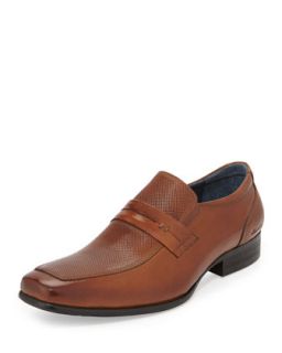Later Date Perforated Leather Loafer, Cognac