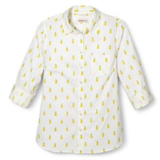 Merona Womens Favorite Button Down Shirt   Yellow   XXL