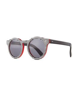 Leonard II Striped Sunglasses, Black/White   Illesteva