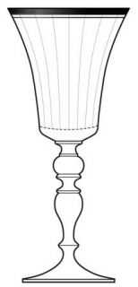 Mikasa Venetian Platinum Water Goblet   Optic Bowl,Bulbous Stem,Platinum Trim