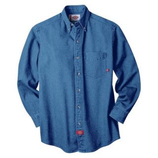 Dickies Mens Relaxed Fit Denim Work Shirt   Stone Washed Blue S