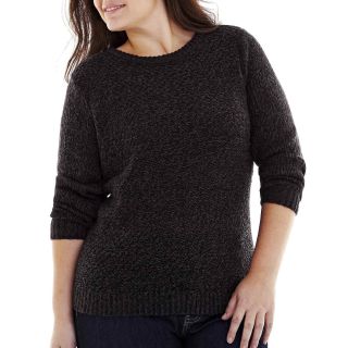 St. Johns Bay St. John s Bay Marled Crewneck Sweater   Plus, Black, Womens