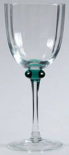 Unknown Crystal Unk1561 Green Wine Glass   Clear Optic Bowl, Green Wafer Stem
