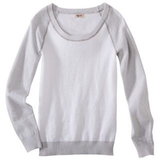 Mossimo Supply Co. Juniors Scoop Neck Sweater   Fresh White/Millstone Gray