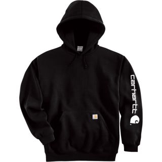 Carhartt Midweight Hooded Logo Sweatshirt   Black, 4XL, Model K288