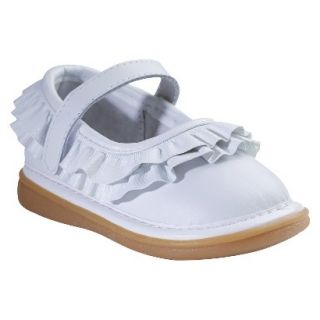 Toddler Girls Wee Squeak Ruffle Genuine Leather Mary Jane Shoes   White 4