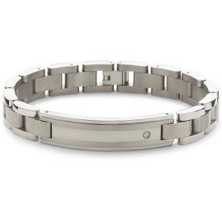 Mens Diamond Accent Bracelet Titanium, Tan