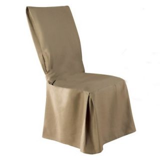 Sure Fit Cotton Duck Long Dining Room Chair Slipcover   Cocoa