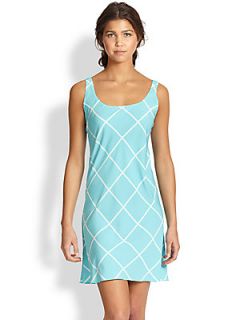 Natori Windowpane Chemise   Aqua