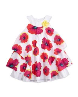 Hibiscus Print Dress w/Pickups, 5 6X