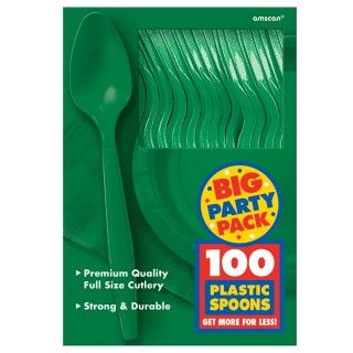 Festive Green Big Party Pack Spoons