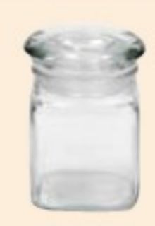 Anchor 4 oz Square Fountain Jar w/ Glass Cover, Clear