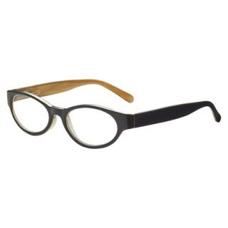 ICU Black Cat Eye with Gold Interior Reading Glasses With Case   +3.00