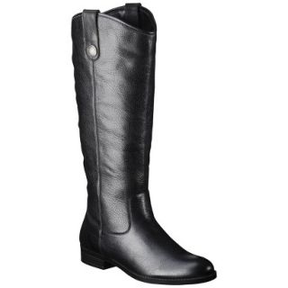 Womens Merona Kasia Genuine Leather Riding Boot   Black 5.5