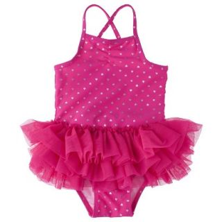 Circo Infant Toddler Girls Heart Tutu 1 Piece Swimsuit   Pink 18 M