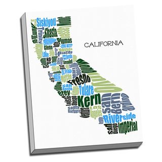 California Typography Map Wall Art