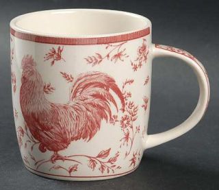 Queens China Rooster Red Mug, Fine China Dinnerware   All Red,Plaid&Swag Rim,Ro