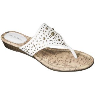 Womens Merona Elisha Perforated Studded Sandals   White 7.5