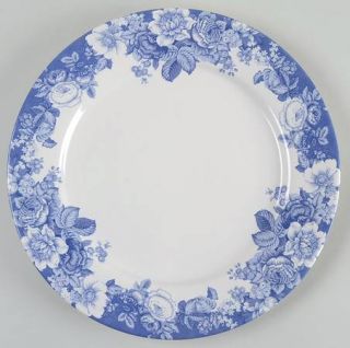 Nautica Indigo Rose Dinner Plate, Fine China Dinnerware   Blue Floral On White,
