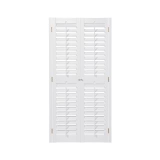  Home Faux Wood Plantation Shutter with Mid Rail   2 Panels, White