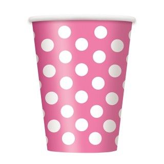 Pink and White Dots  12 oz. Cups (6)