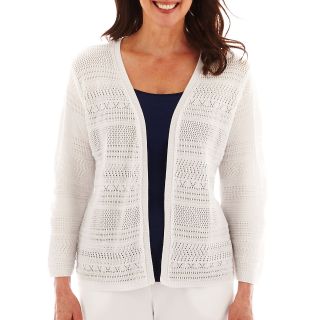 Alfred Dunner Smooth Sailing Long Sleeve Cardigan Sweater, White, Womens